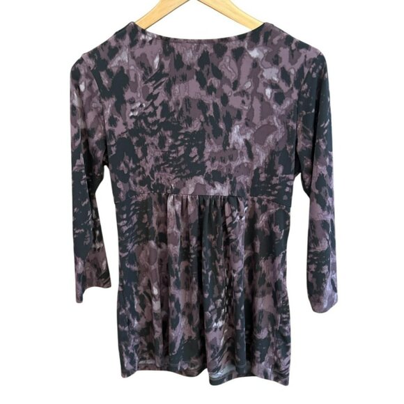 Y2K Daisy Fuentes Purple Black Tie Dye Baby Doll Blouse Medium Whimsigoth - Picture 2 of 4